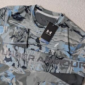 NEW! Under Armour ISO-CHILL L/S Shirt Mens Med Blue Grey Camo 1361268